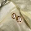 Gold Frame Pearl Stud Earrings - Image 2
