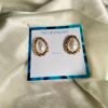 Gold Frame Pearl Stud Earrings - Image 3